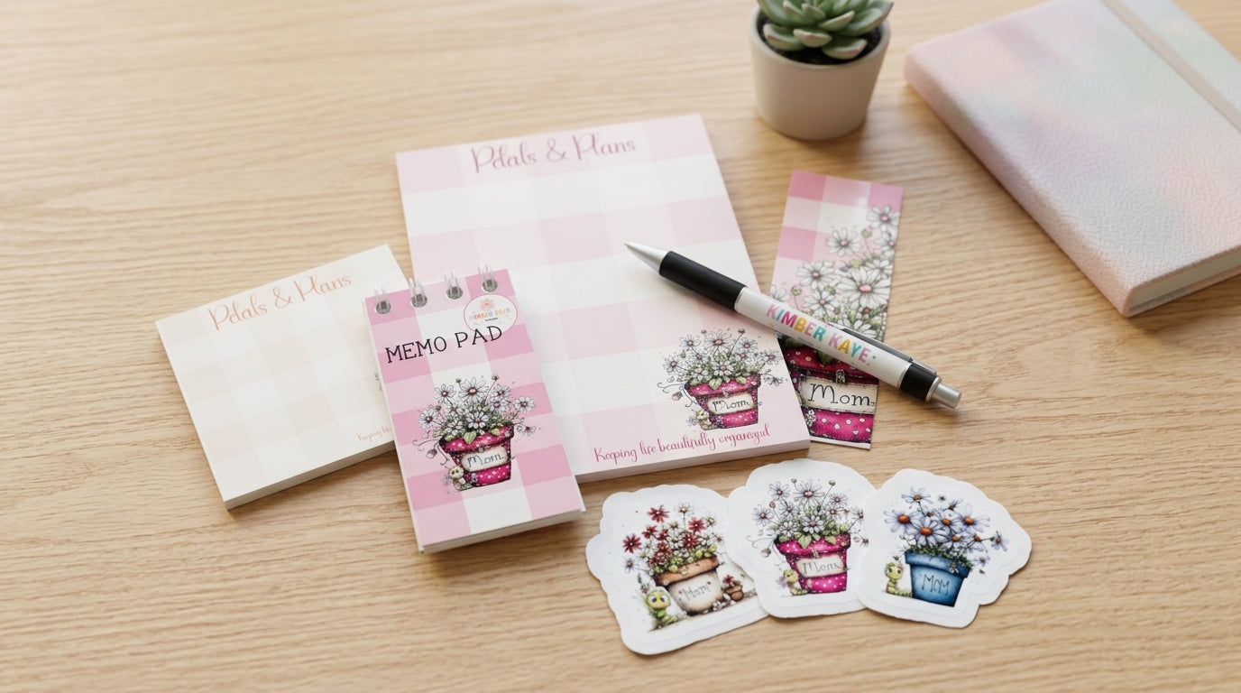 Petals & Plans Grab It Bundle | Notepad, Sticky Notes, Memo Pad, Stickers & Pen Gift Set