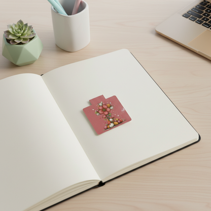 Grace Blooms Here Easter Cross Magnetic Bookmark | Red Floral Christian Bookmark