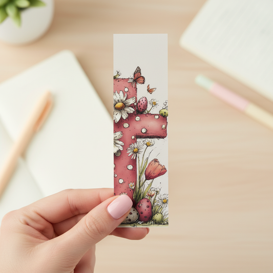 Grace Blooms Here Easter Cross Bookmark | Christian Bookmark | Floral Cross Bookmark | Easter Faith Gift | Bible Bookmark | Spring Bookmark