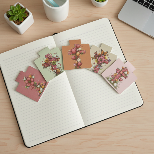 Grace Blooms Here Magnetic Bookmark Set of 5 | Christian Floral Cross Bookmark Bundle