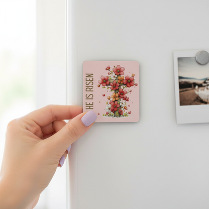 Grace Blooms Here Magnet | He Is Risen Christian Magnet 2.5" | Floral Cross Faith Magnet | Easter Decor Magnet | Inspirational Religious Gift