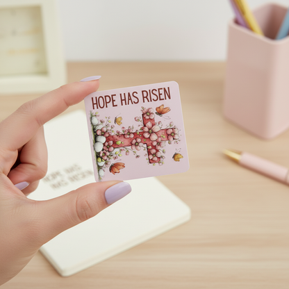 Grace Blooms Here Magnet | Hope Has Risen Christian Magnet 2.5" | Floral Cross Faith Magnet | Easter Decor | Inspirational Religious Gift