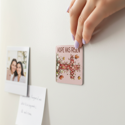 Grace Blooms Here Magnet | Hope Has Risen Christian Magnet 2.5" | Floral Cross Faith Magnet | Easter Decor | Inspirational Religious Gift