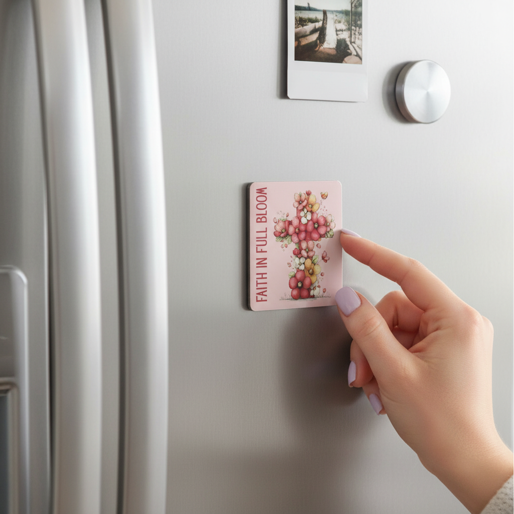 Grace Blooms Here Magnet | Christian Floral Cross Magnet 2.5" | Faith in Full Bloom Magnet | Inspirational Fridge Magnet | Religious Gift