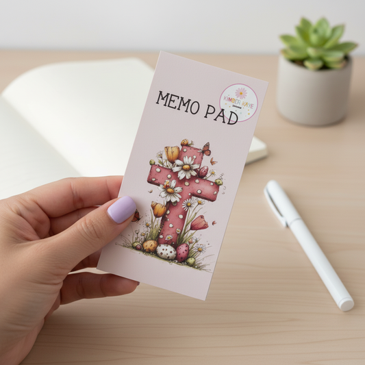 Grace Blooms Here Memo Pad | Christian Floral Cross Notepad 2x4 (40 Pages) | Faith Stationery | Easter Gift | Inspirational Desk Pad