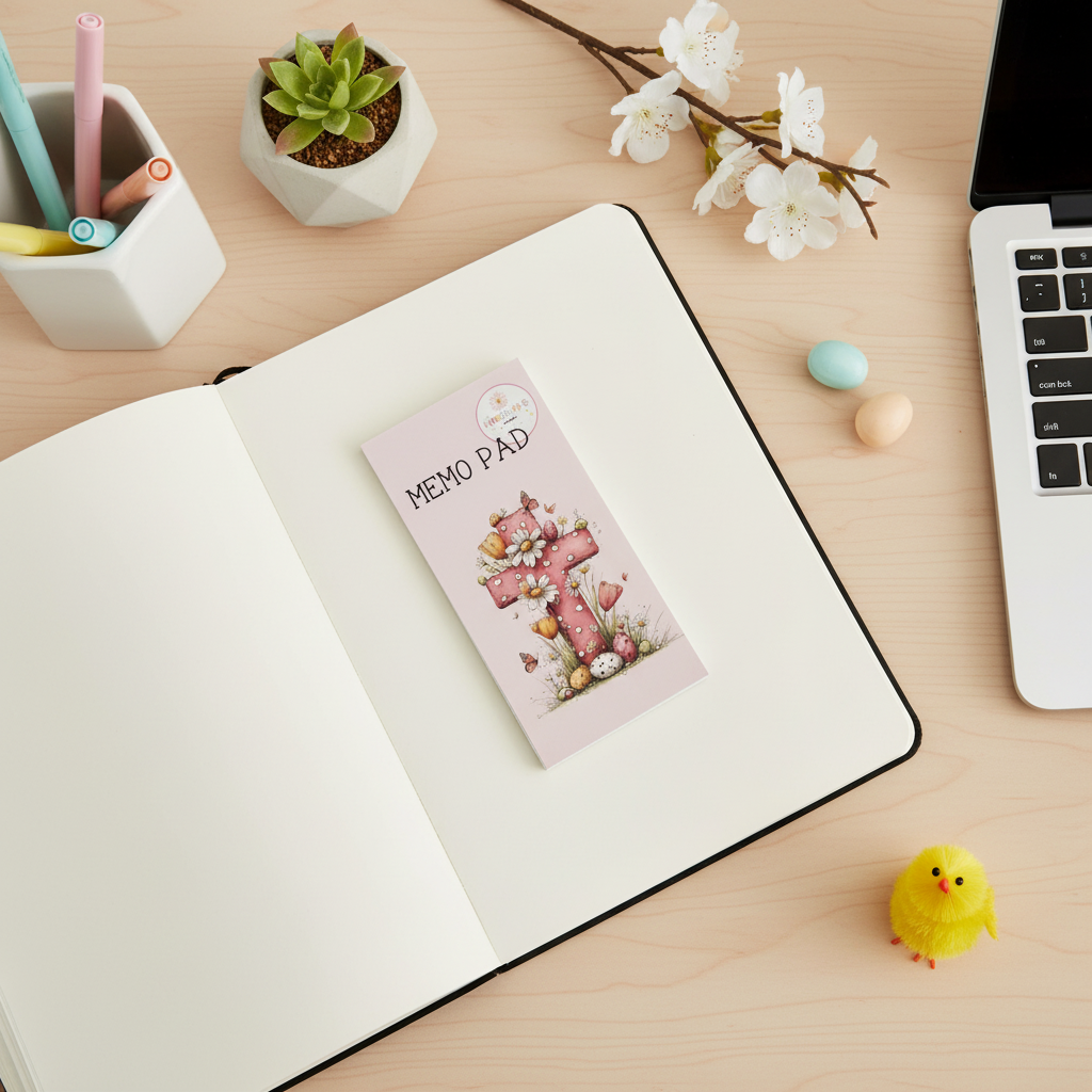 Grace Blooms Here Memo Pad | Christian Floral Cross Notepad 2x4 (40 Pages) | Faith Stationery | Easter Gift | Inspirational Desk Pad