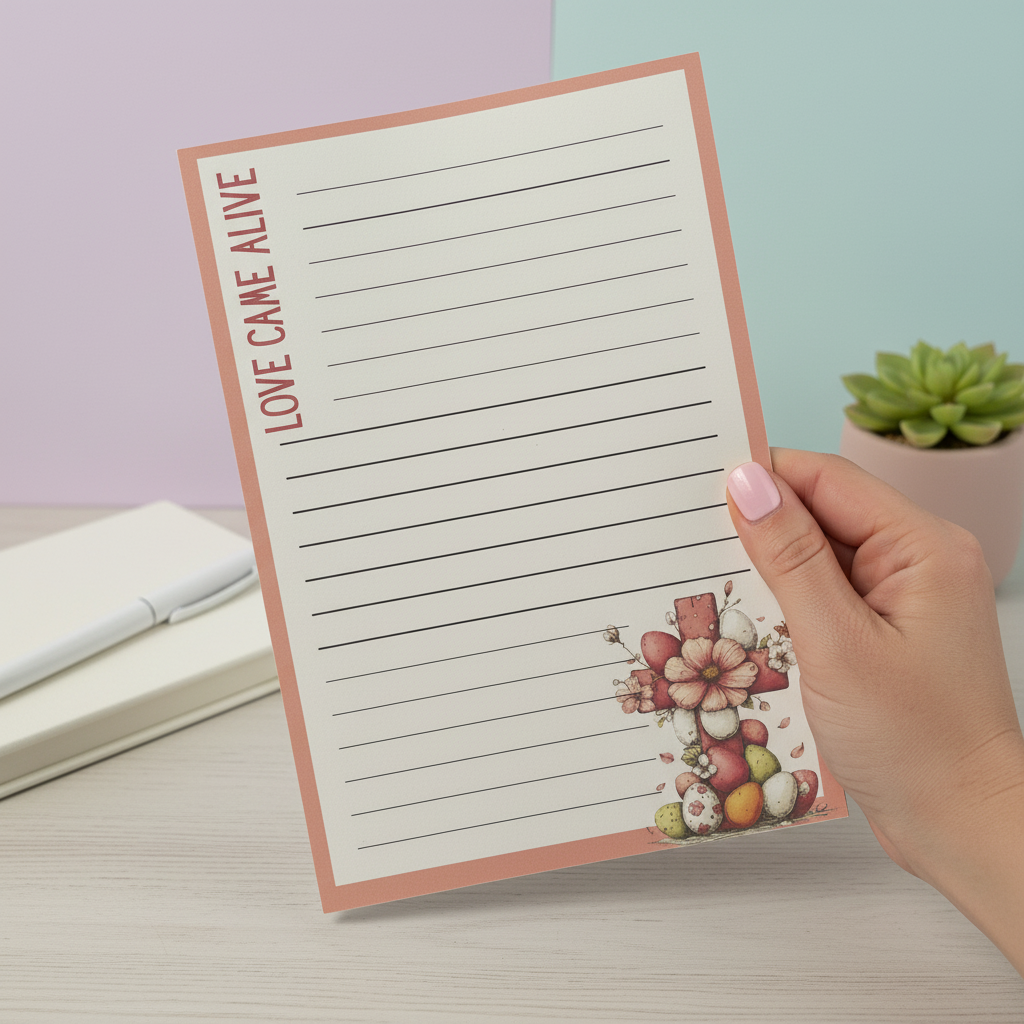 Grace Blooms Here Notepad Set | Christian Floral Cross Notepad 5x7 (40 Pages) | 6 Designs in One | Faith Stationery | Easter Gift