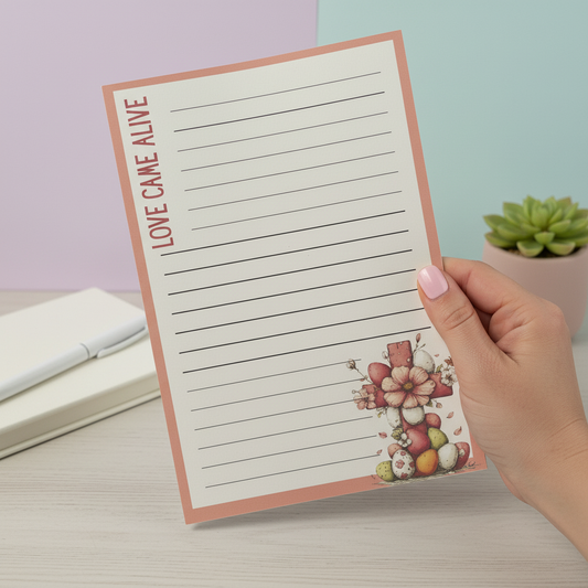 Grace Blooms Here Notepad Set | Christian Floral Cross Notepad 5x7 (40 Pages) | 6 Designs in One | Faith Stationery | Easter Gift
