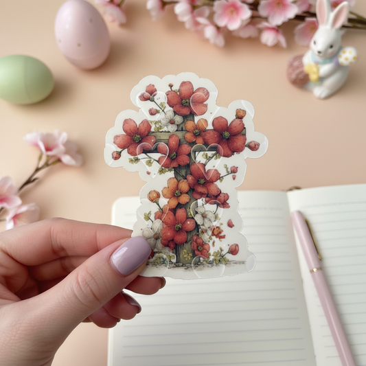 Grace Blooms Here Sticker | Christian Floral Cross Sticker | Holographic Faith Sticker | Waterproof Vinyl | Easter Gift
