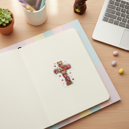 Grace Blooms Here Sticker | Christian Floral Cross Sticker | Holographic Faith Sticker | Waterproof Vinyl | Easter Gift