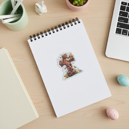 Grace Blooms Here Sticker | Christian Floral Cross Sticker | Holographic Faith Sticker | Waterproof Vinyl | Easter Gift