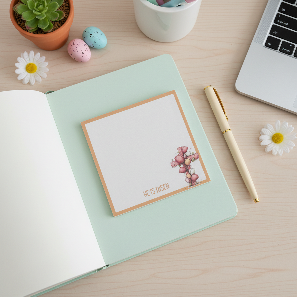 Grace Blooms Here Sticky Notes | Christian Floral Cross Sticky Note Pad | Rotating Faith Designs | 3x3 Inspirational Notes