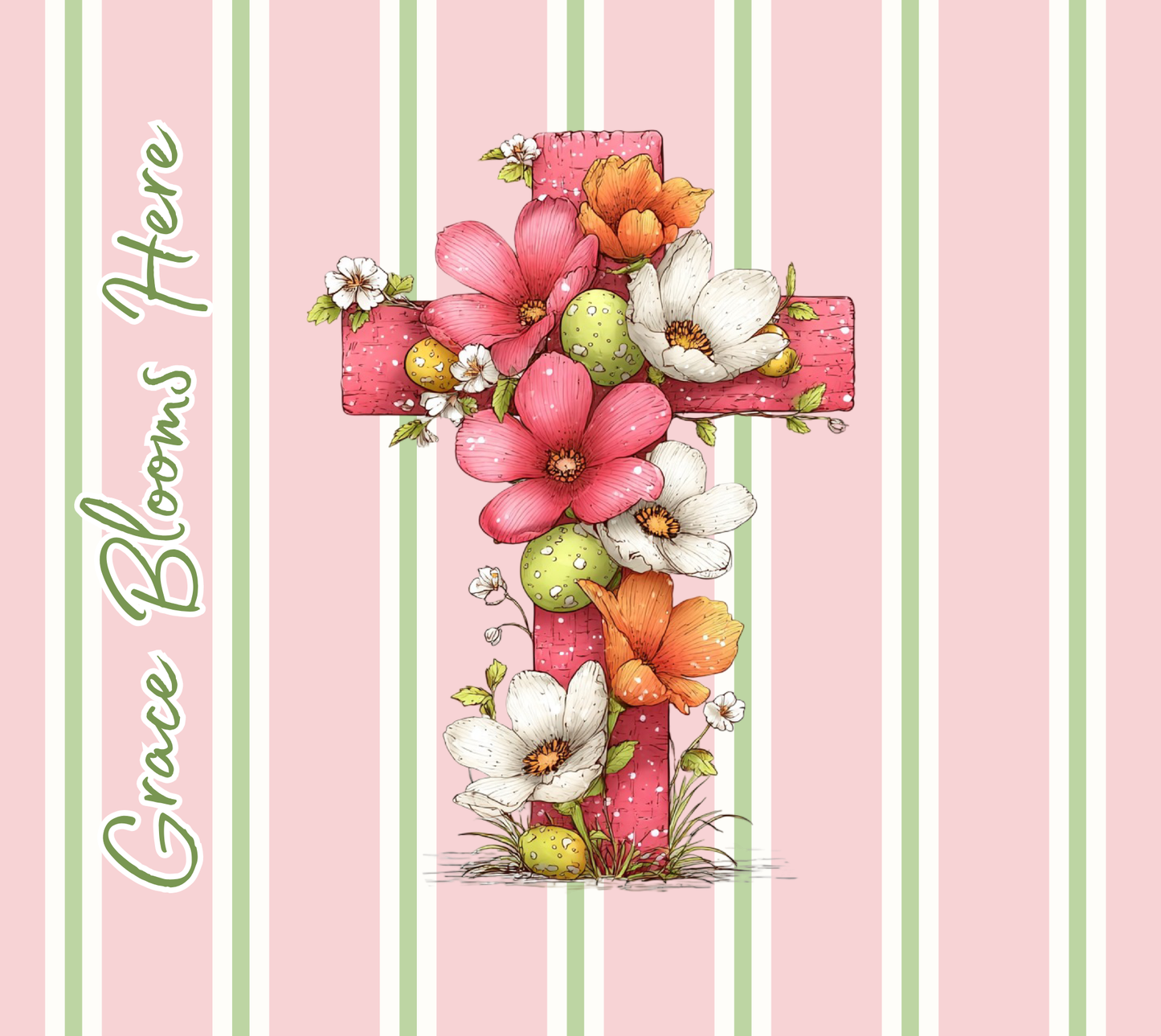 Grace Blooms Here 20oz Skinny Tumbler | Christian Floral Cross Tumbler | Faith-Based Easter Cup | Spring Drinkware Gift