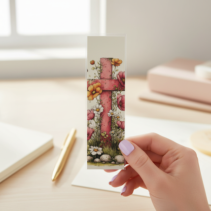 Grace Blooms Here Bookmark Set | Set of 5 Christian Bookmarks | Floral Cross Bookmark Bundle | Bible Bookmark Set | Faith Gift