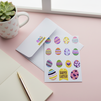 Easter Egg Greeting Card with Envelope | Cute Spring Card | Happy Easter Card | Blank Inside | Pastel Stationery