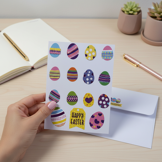 Easter Egg Greeting Card with Envelope | Cute Spring Card | Happy Easter Card | Blank Inside | Pastel Stationery