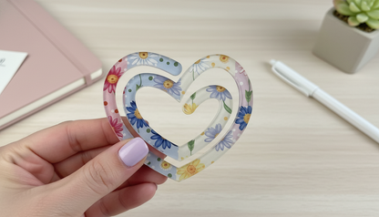 Heart Paperclip Bookmark | Jumbo Paperclip | Floral Paperclip | Cute Planner Clip | Daisy Paperclip | Cottagecore Bookmark | Spring Accessories