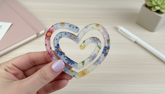 Heart Paperclip Bookmark | Jumbo Paperclip | Floral Paperclip | Cute Planner Clip | Daisy Paperclip | Cottagecore Bookmark | Spring Accessories