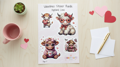 💕 Valentines Sticker Bundle – Highland Cows