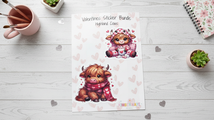 💕 Valentines Sticker Bundle – Highland Cows