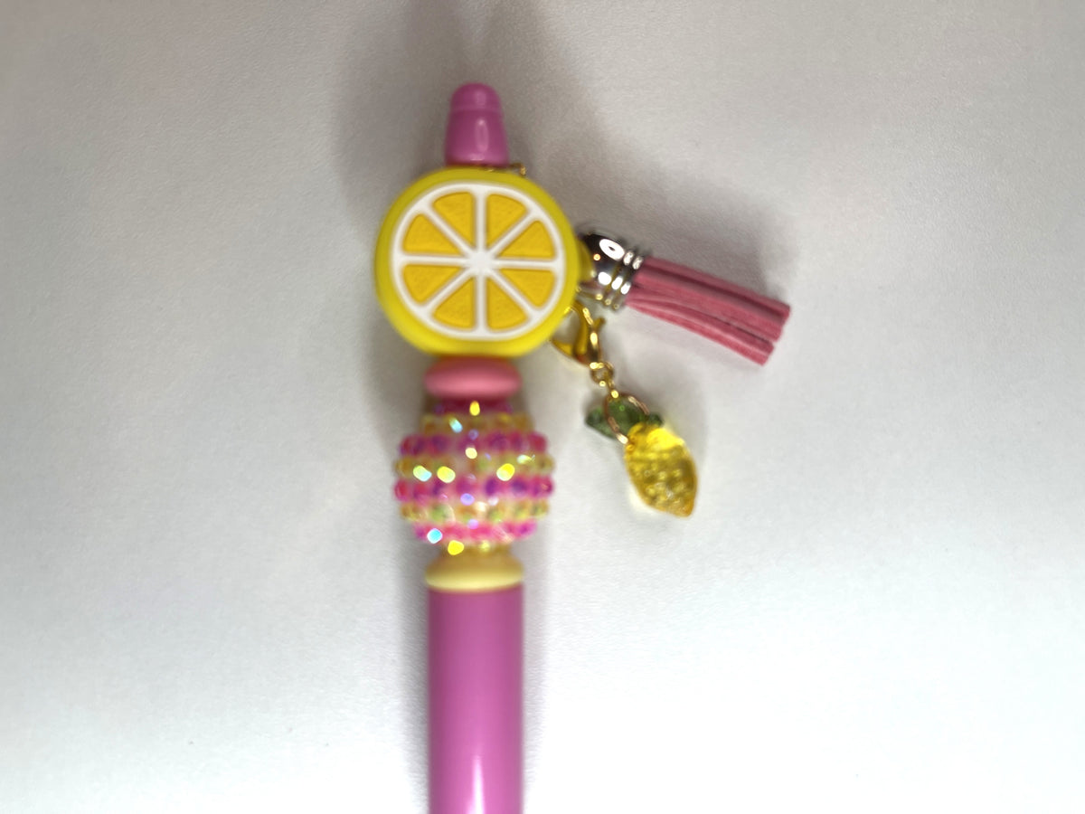 Lemonade Collection Beaded Pens | Lemon & Floral Charms