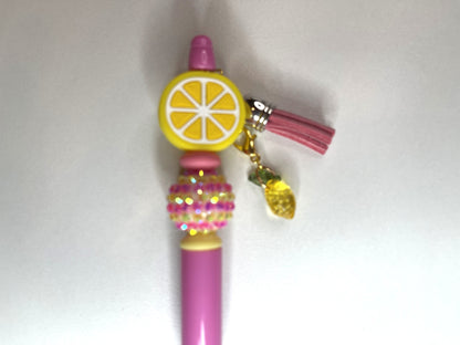 Lemonade Collection Beaded Pens | Lemon & Floral Charms