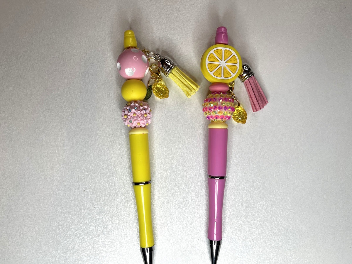 Lemonade Collection Beaded Pens | Lemon & Floral Charms