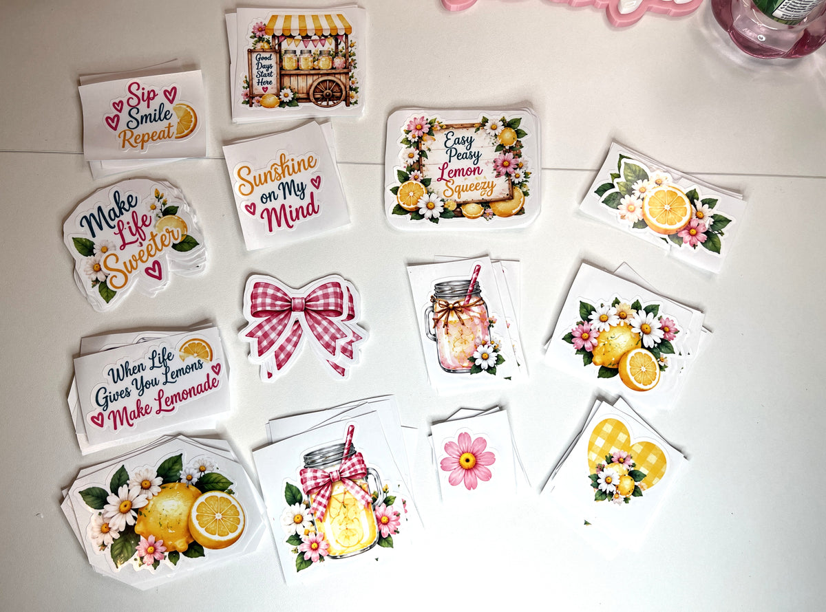Sweet Summertime Lemonade Die-Cut Vinyl Stickers | 14 Designs