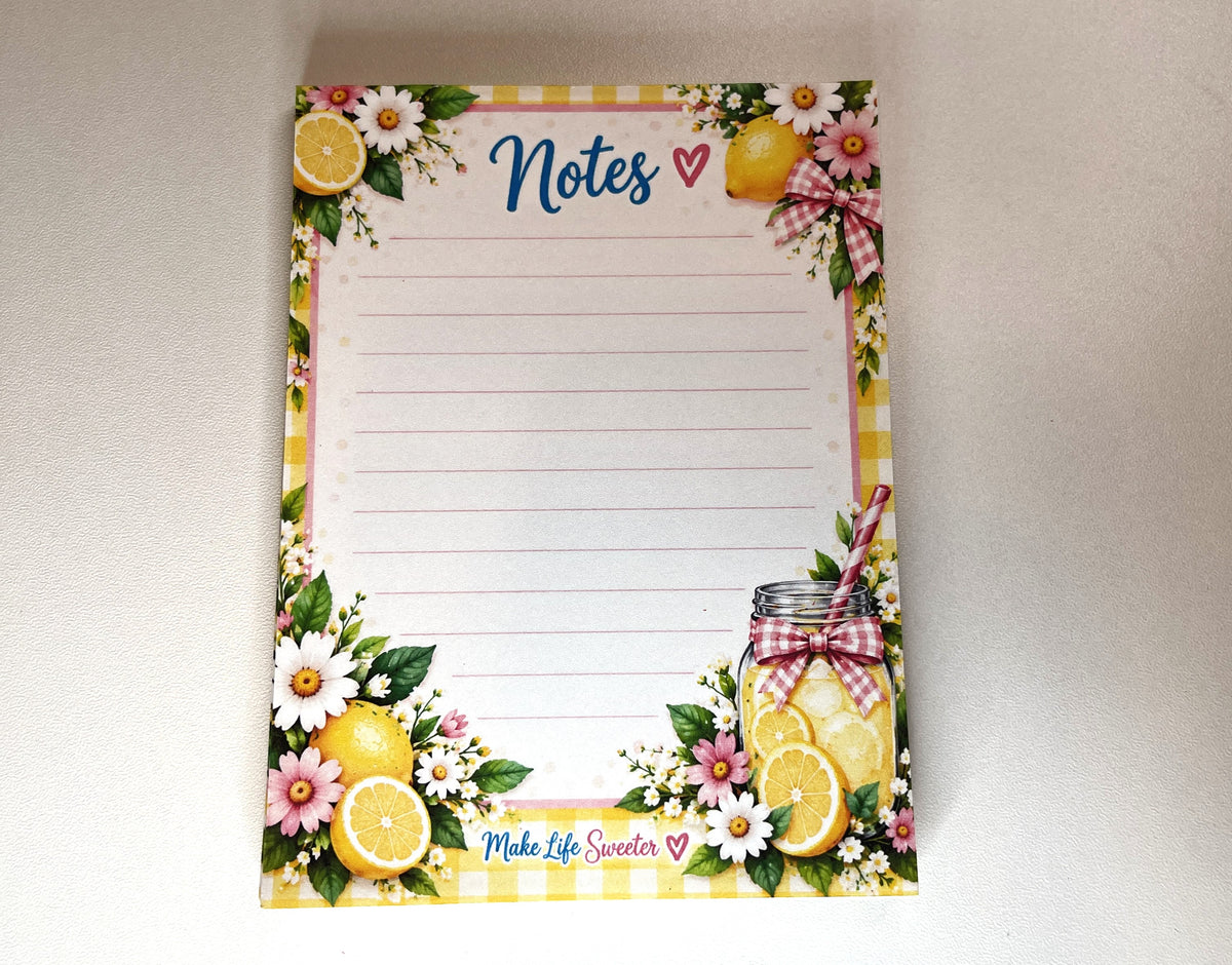 Lemonade Small Notepad | Lined or Unlined | 4.25" x 5.5"