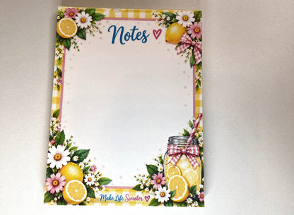 Lemonade Small Notepad | Lined or Unlined | 4.25" x 5.5"