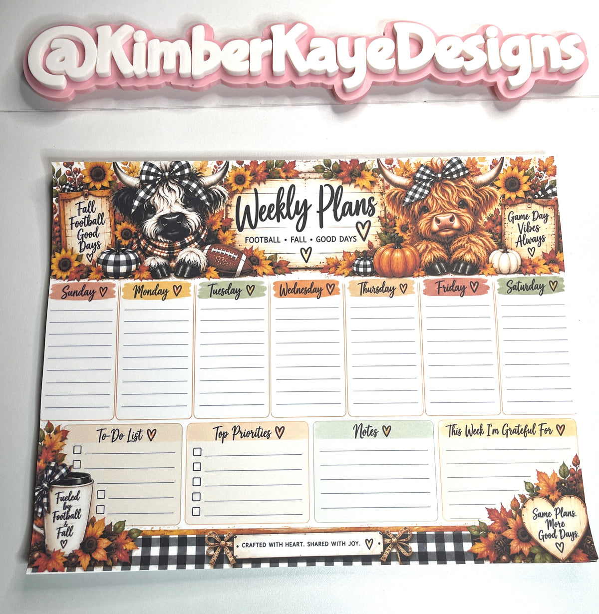 All About Fall Weekly Planner Pad | 11" × 8.5" Sunday Start