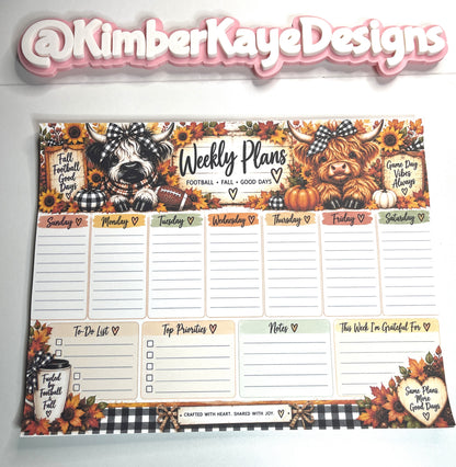 All About Fall Weekly Planner Pad | 11" × 8.5" Sunday Start
