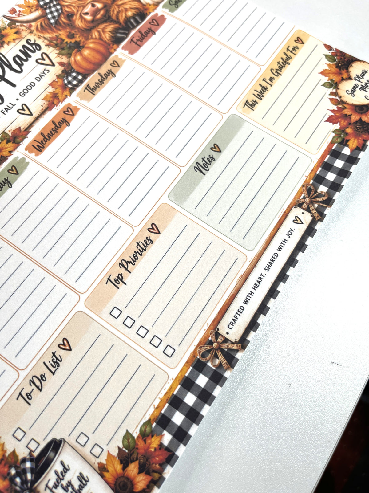 All About Fall Weekly Planner Pad | 11" × 8.5" Sunday Start