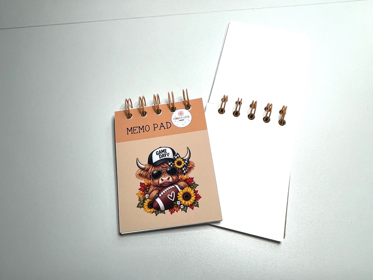 Highland Cow Spiral Memo Pad | All About Fall | 3x4