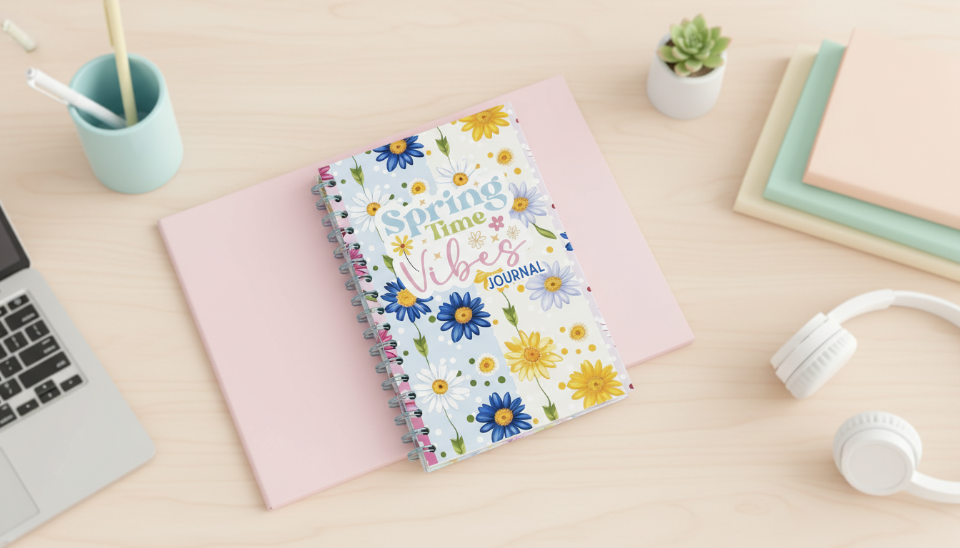 Daisy Daydreams 6x9 Spiral Journal | Floral Notebook with Lined Pages | Spring Stationery