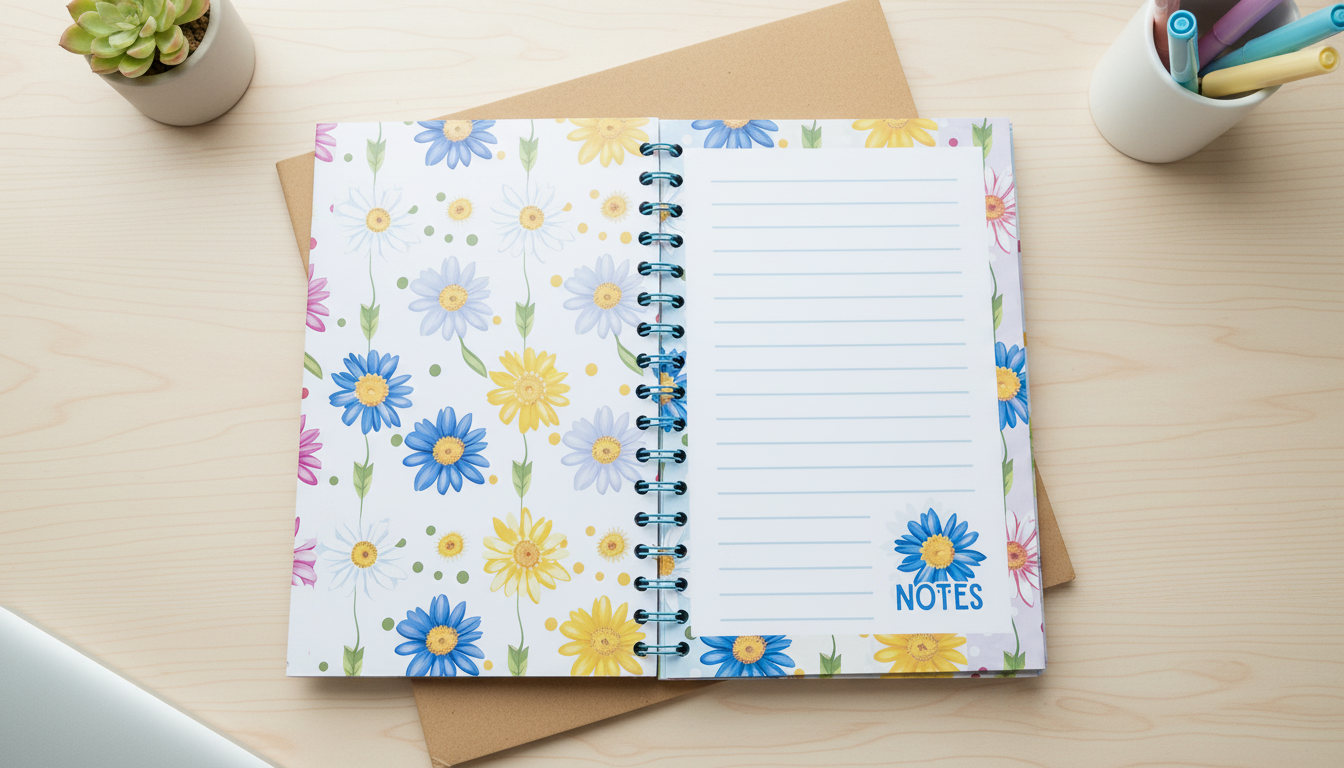 Daisy Daydreams 6x9 Spiral Journal | Floral Notebook with Lined Pages | Spring Stationery