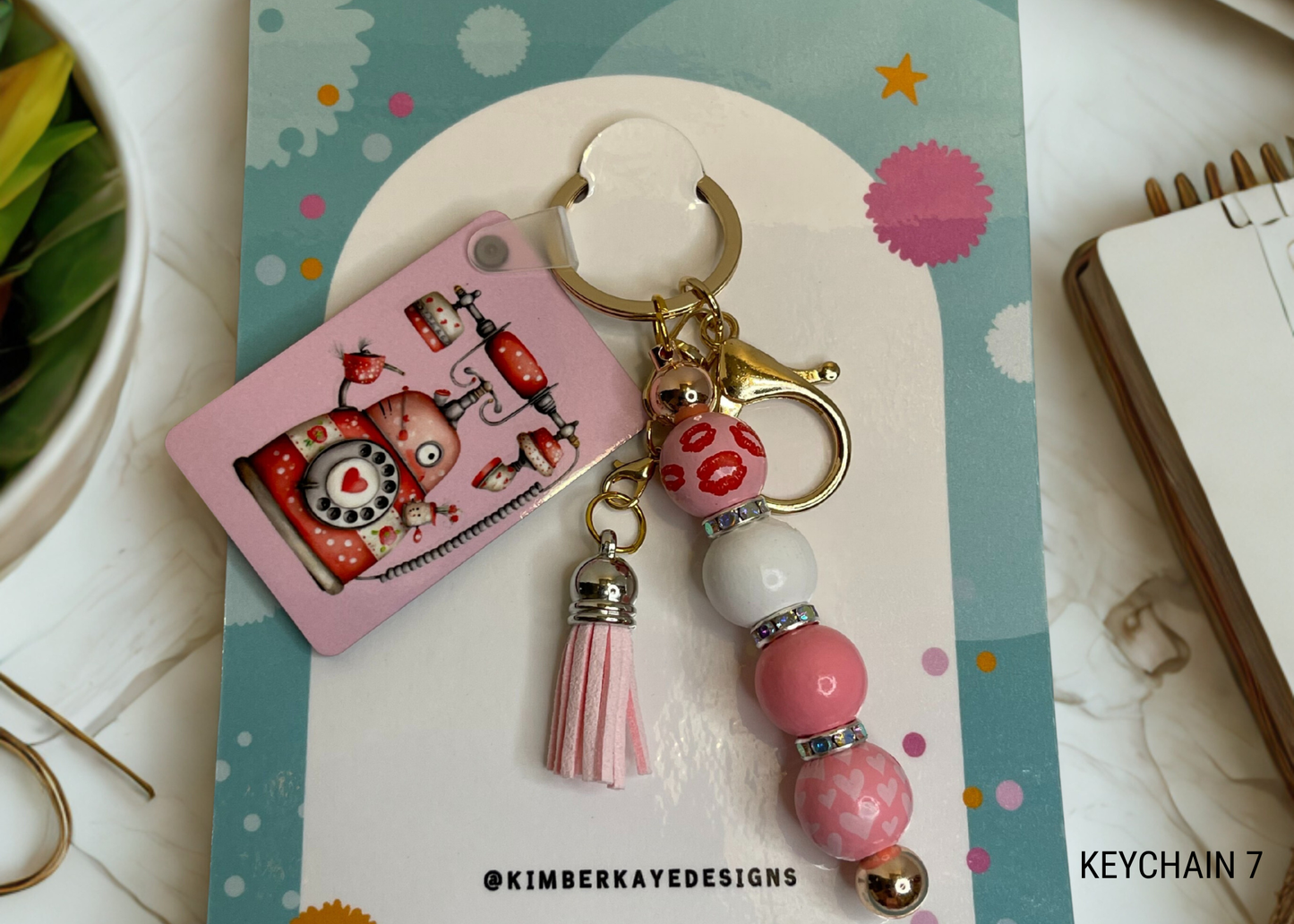 Valentine Bead & Charm Keychains