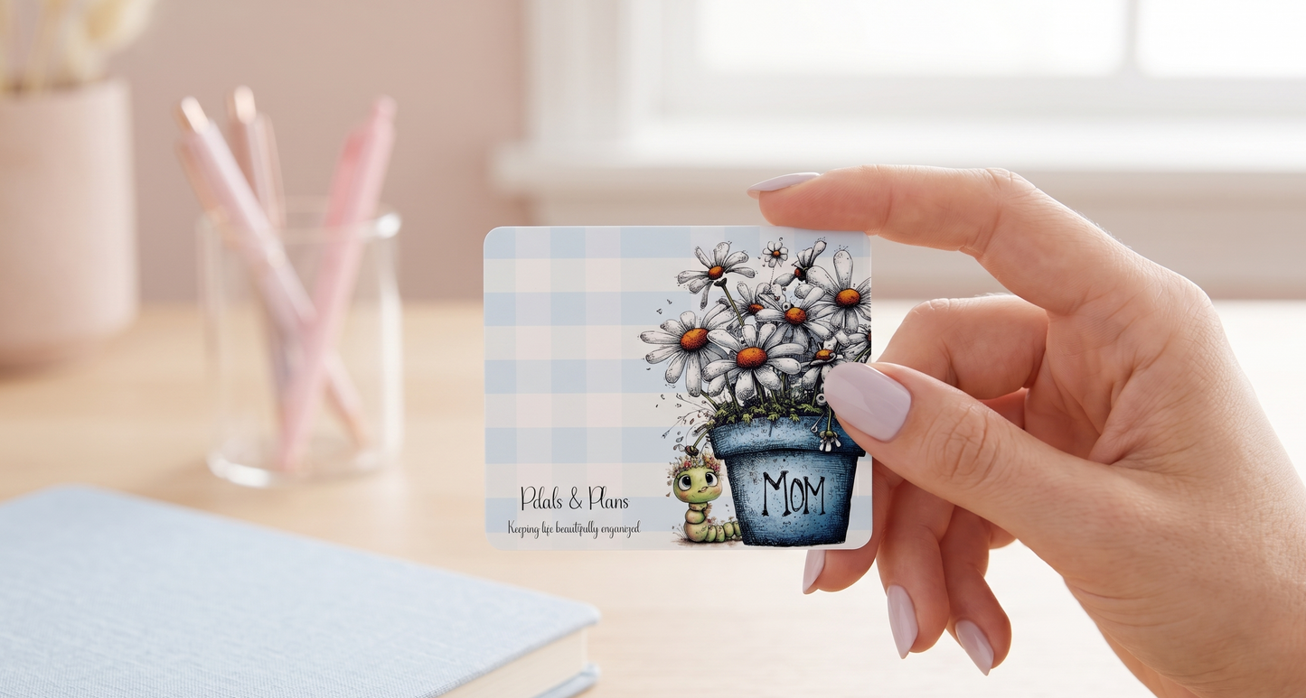 Floral Mom Magnet | Petals and Plans Collection Magnet Set | Daisy Gingham Fridge Magnet Gift