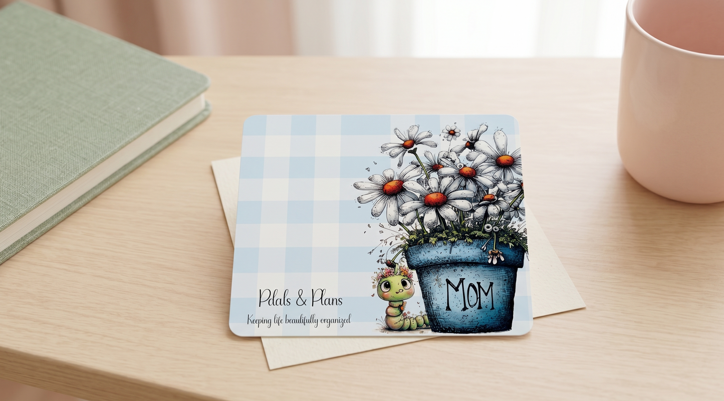 Floral Mom Magnet | Petals and Plans Collection Magnet Set | Daisy Gingham Fridge Magnet Gift