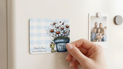 Floral Mom Magnet | Petals and Plans Collection Magnet Set | Daisy Gingham Fridge Magnet Gift