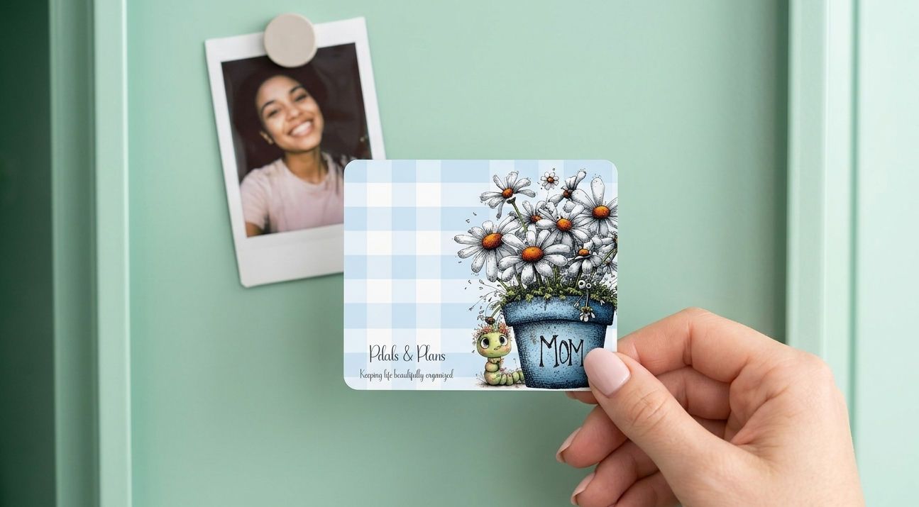 Floral Mom Magnet | Petals and Plans Collection Magnet Set | Daisy Gingham Fridge Magnet Gift