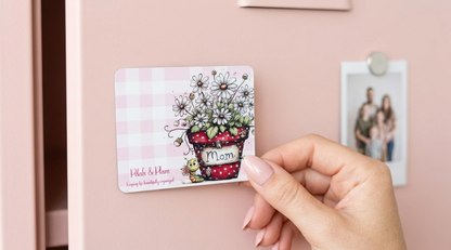 Floral Mom Magnet | Petals and Plans Collection Magnet Set | Daisy Gingham Fridge Magnet Gift