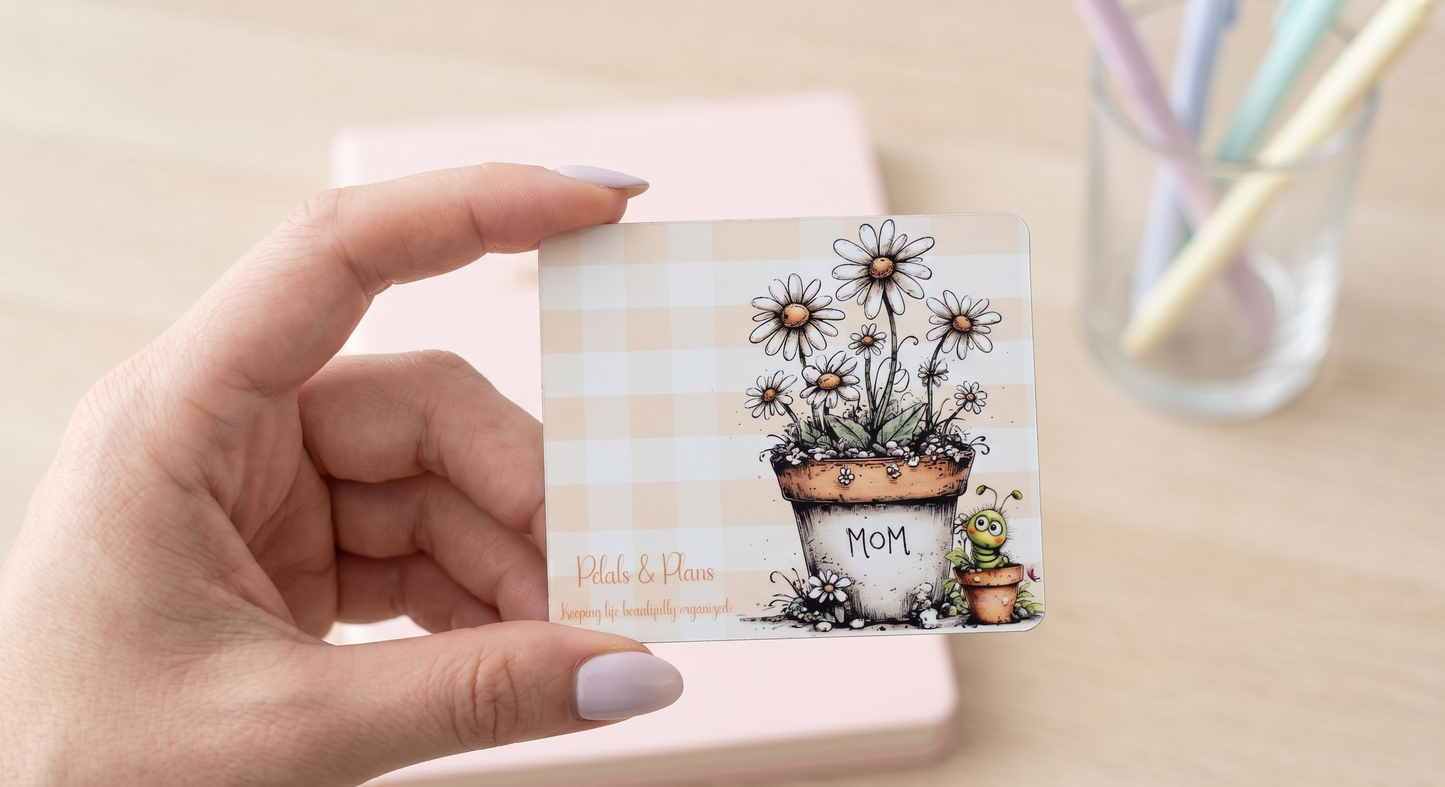 Floral Mom Magnet | Petals and Plans Collection Magnet Set | Daisy Gingham Fridge Magnet Gift