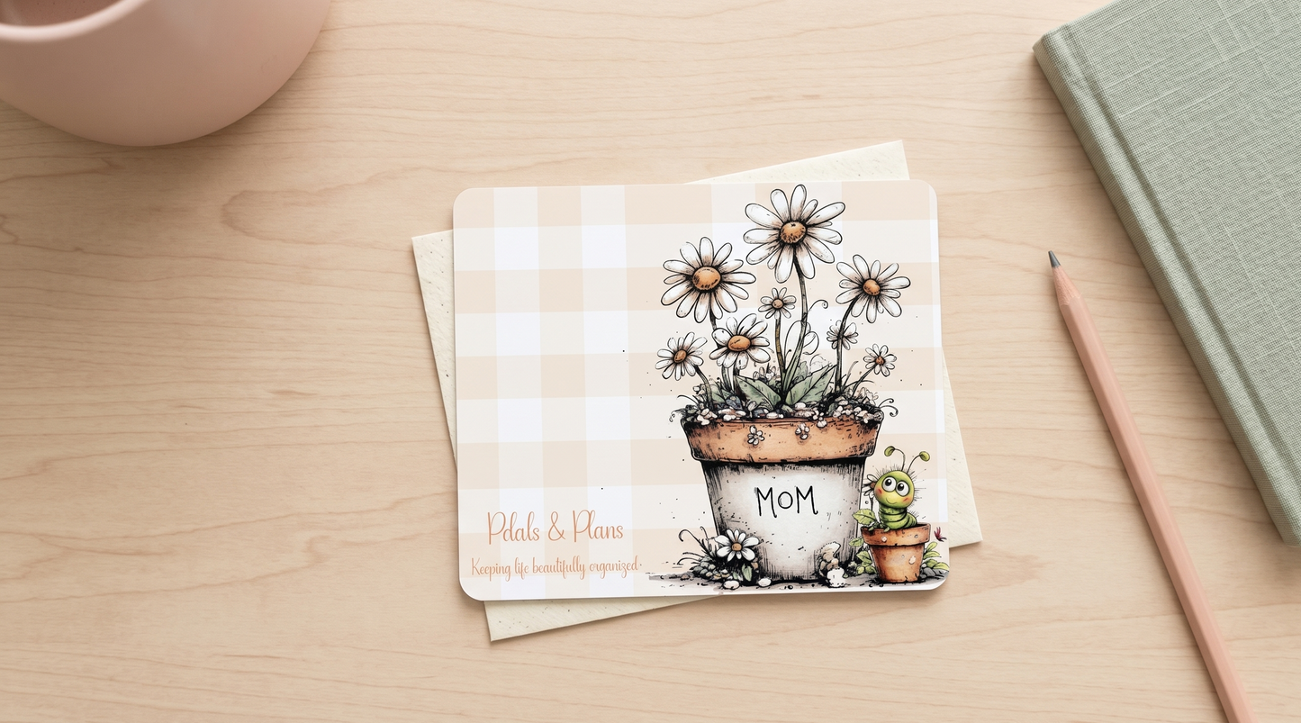 Floral Mom Magnet | Petals and Plans Collection Magnet Set | Daisy Gingham Fridge Magnet Gift