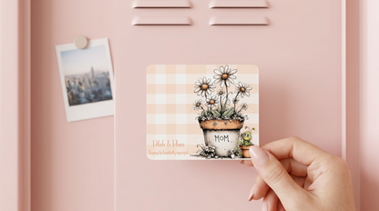 Floral Mom Magnet | Petals and Plans Collection Magnet Set | Daisy Gingham Fridge Magnet Gift