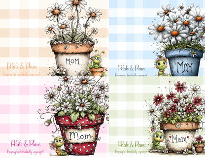 Floral Mouse Pad Mom Desk | Petals and Plans Collection Mousepad | Cute Daisy Desk Mat