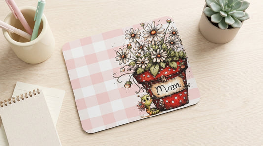 Floral Mouse Pad Mom Desk | Petals and Plans Collection Mousepad | Cute Daisy Desk Mat