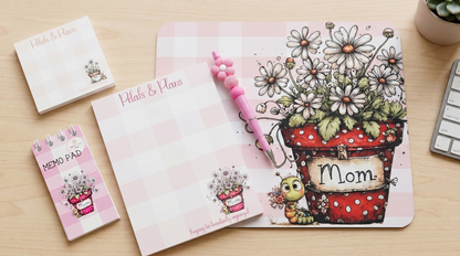 Floral Mouse Pad Mom Desk | Petals and Plans Collection Mousepad | Cute Daisy Desk Mat