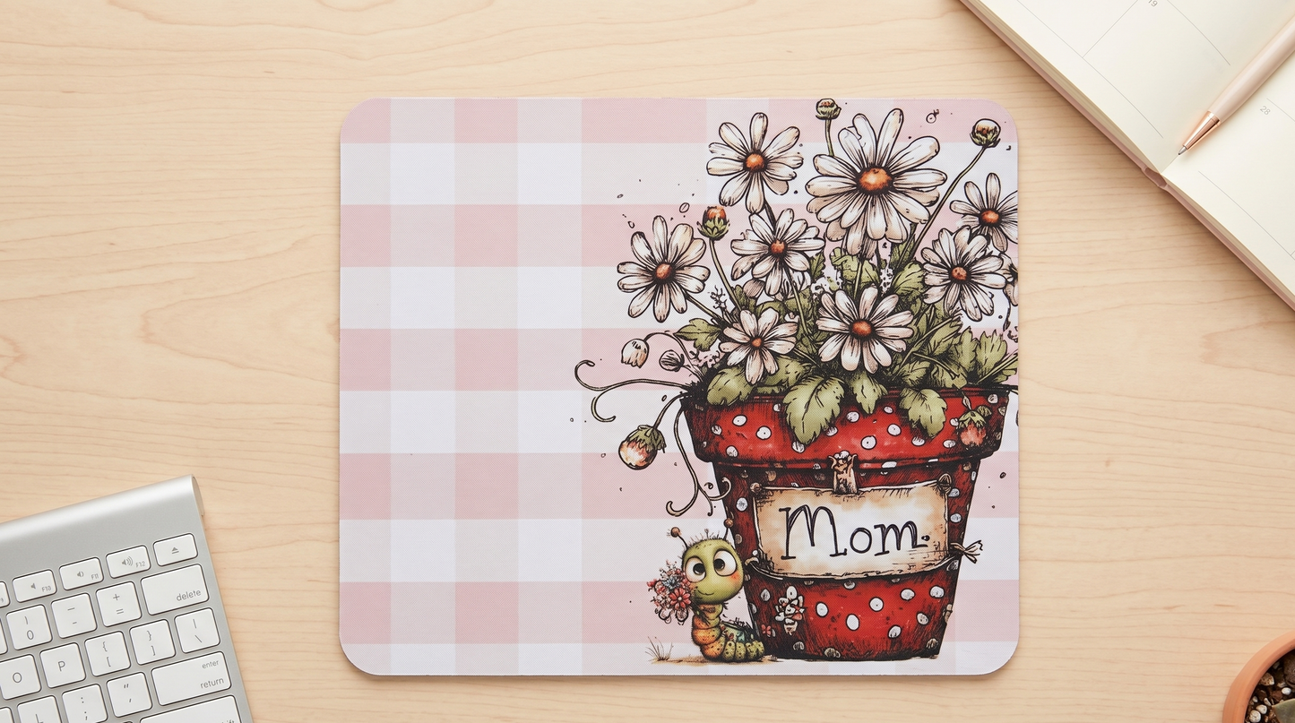 Floral Mouse Pad Mom Desk | Petals and Plans Collection Mousepad | Cute Daisy Desk Mat