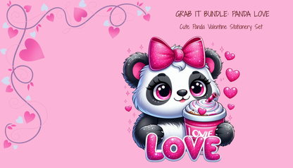 Panda Love Grab It Bundle – Cute Panda Valentine Stationery Set
